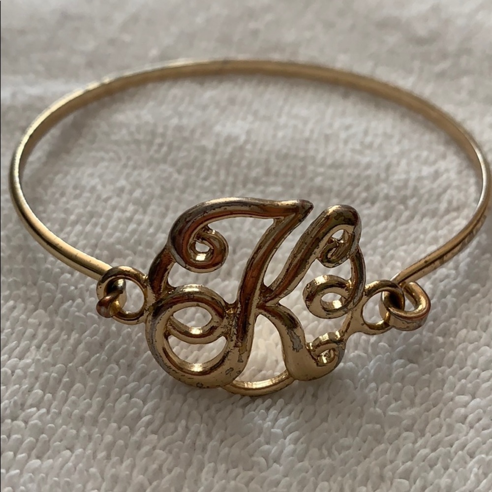 K Initial Gold Bracelet